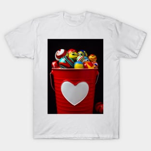 Red Bucket Full Of Marbles T-Shirt